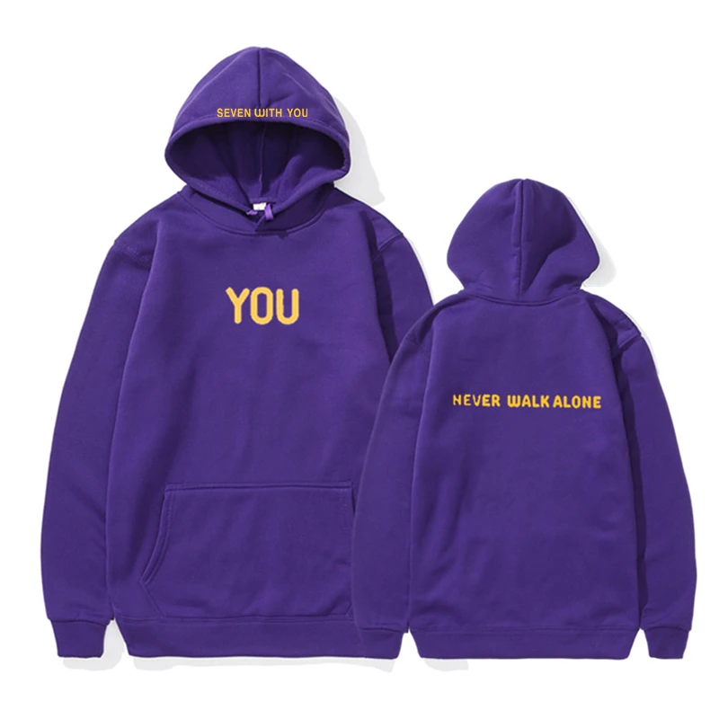 FUJUTANG Jimin with You Felpa con Cappuccio Jimin Hoody You Never Walk Alone Pullover Felpa, Viola, X-Large