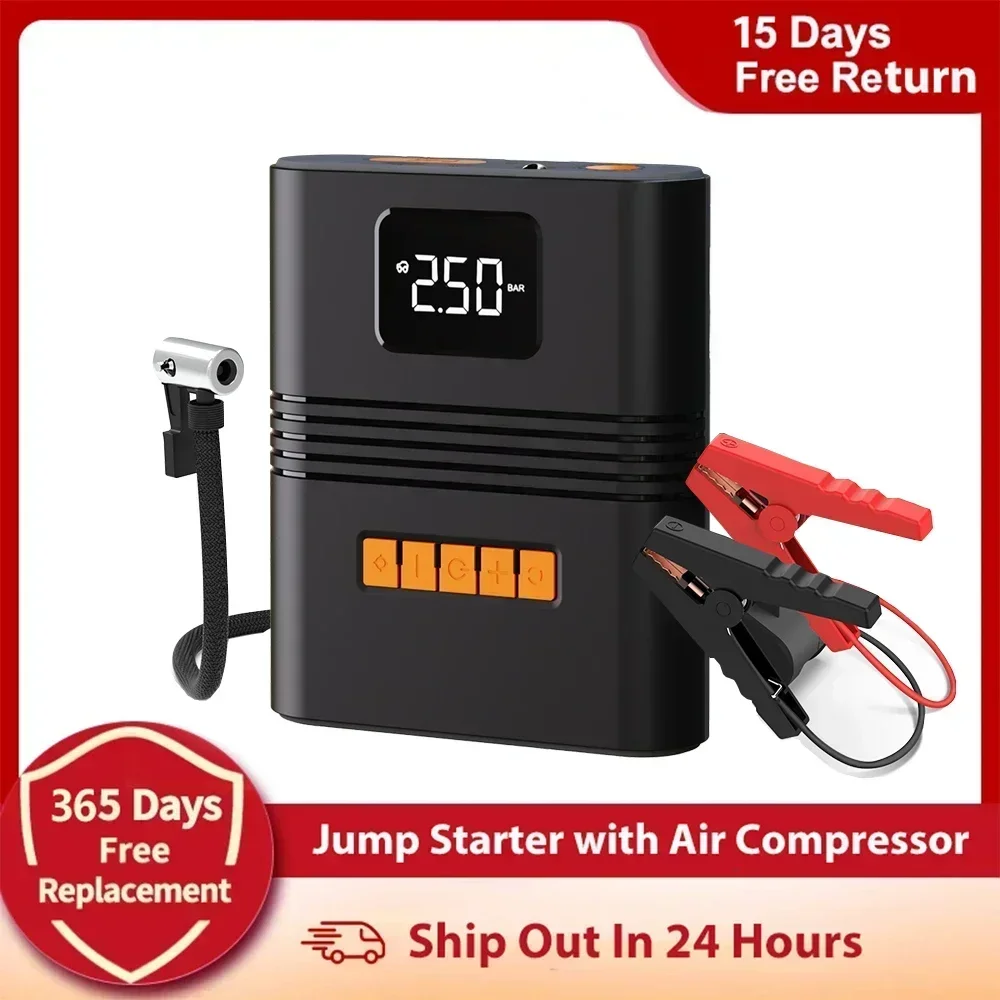 

Car Jump Starter Auto Charger 12V 8800mAh Portable Power Bank Car Battery Emergency Booster Tire Inflator Pump Starting Device