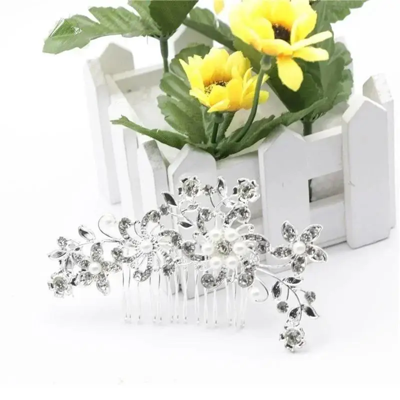 Rhinestone Bridal Hair Comb Alloy CrystalPearl Tiaras Crystal Hairclip Girl Party Jewelry Women Miraculou Wedding Hair Fashion