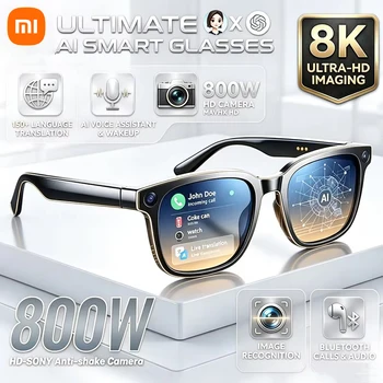 Occhiali Smart AI Xiaomi con Traduzione AI, Fotocamera HD 8MP, Riprese 4K, Chiamate Bluetooth, Registrazione Audio, Musica, Occhiali da Sole Intelligenti 2026