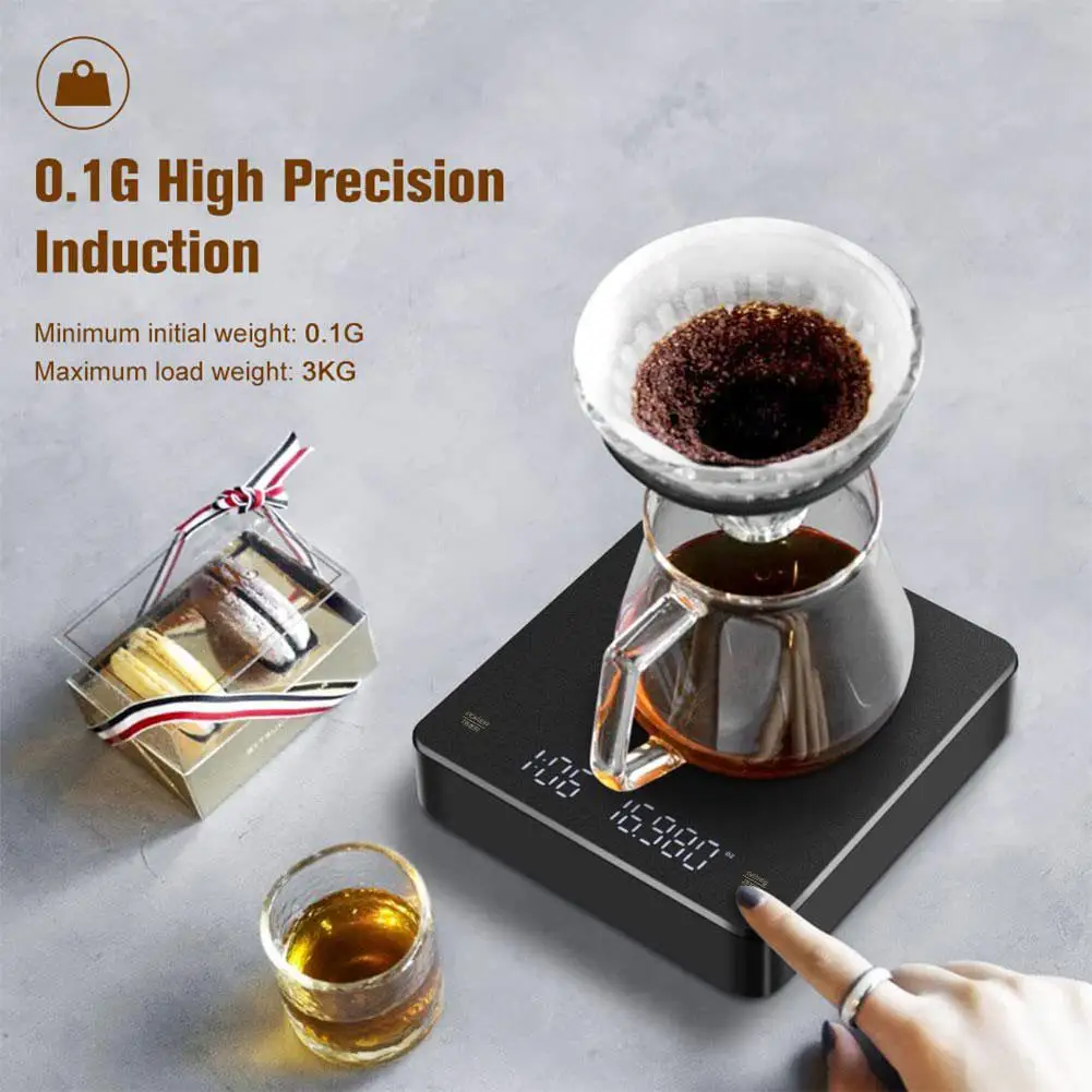

USB Charging Kitchen Coffee Scale with Timer LED Digital oz/Ib/g Scale Electronic Scale Food Kitchen Household R4G2