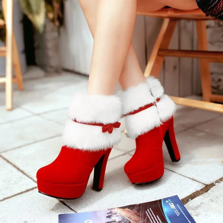 2025 nuevas botas navideñas para mujer, botas de tacón alto y grueso ...