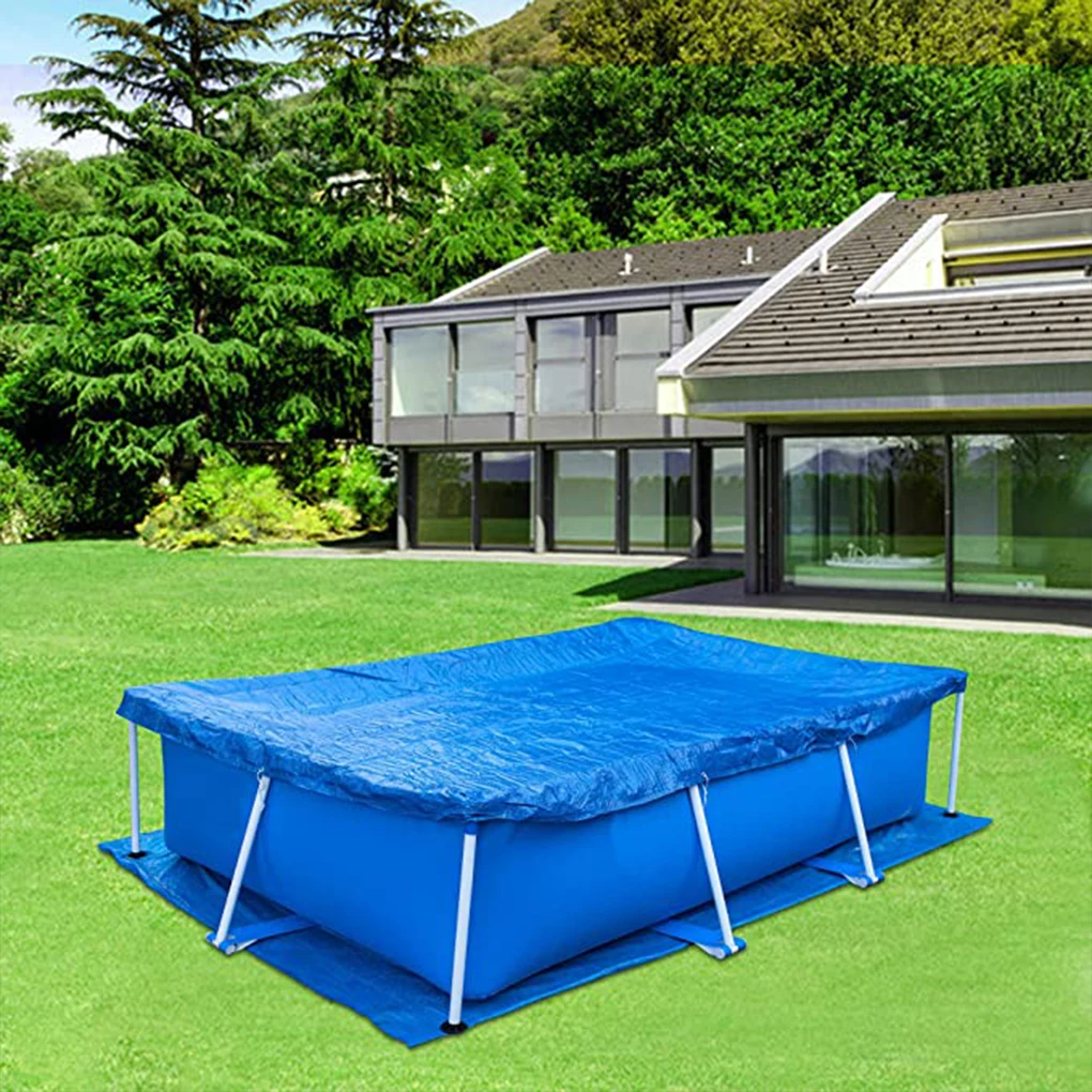 Swimming Pool Cover Rectangle Ground Pool Protector PVC Waterproof Dust-proof Rain Cloth, 260x170cm