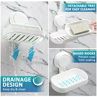 TAILI Suction Cup Soap Dish Powerful Vacuum Suction Soap Holder, Strong Sponge Holder for Shower, Bathroom, Tub and Kitchen Sink 2
