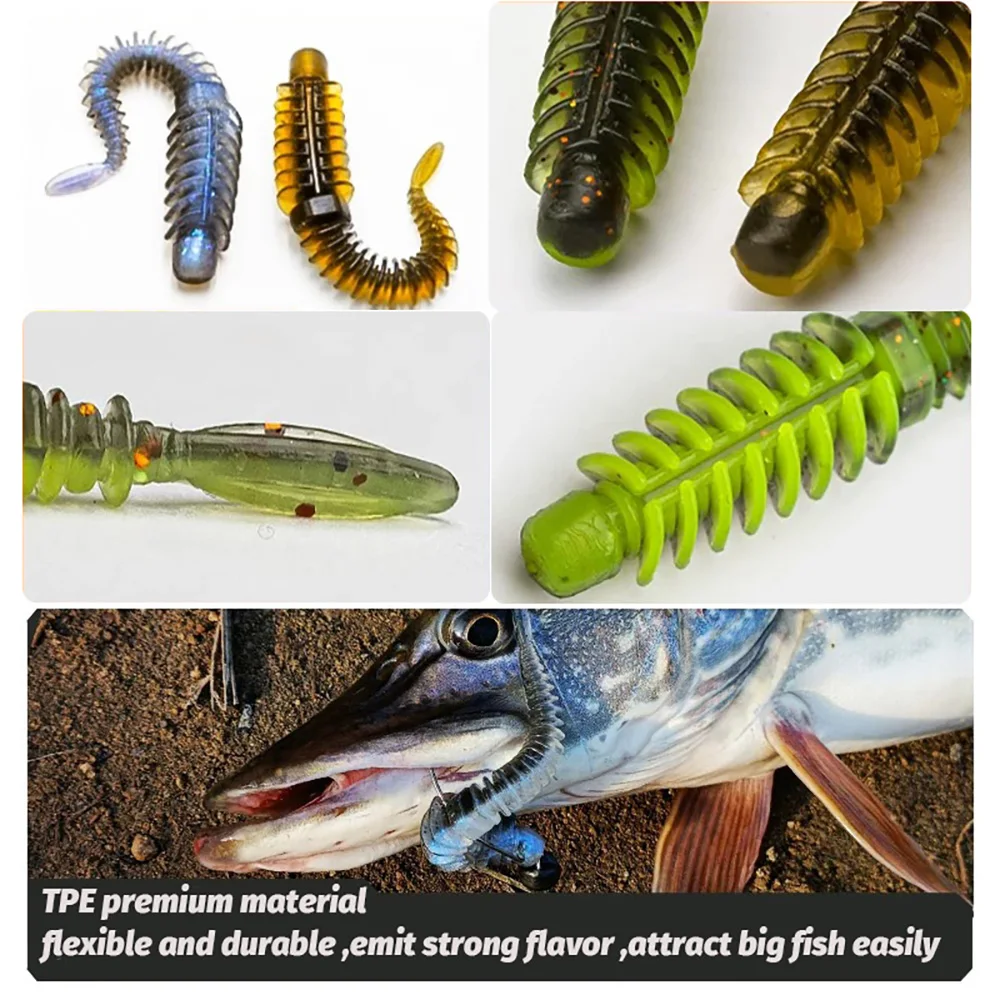 10 leurres souples TPE 6.5cm à 8.5cm pour pêche de la carpe - Kit appâts aromatisés avec hameçons