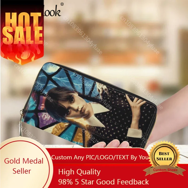 

Women's Wallets Wednesday Addams Long Money Bag Trend Purse Card Holder Leather Daily Shopping Clutch Female Wallet