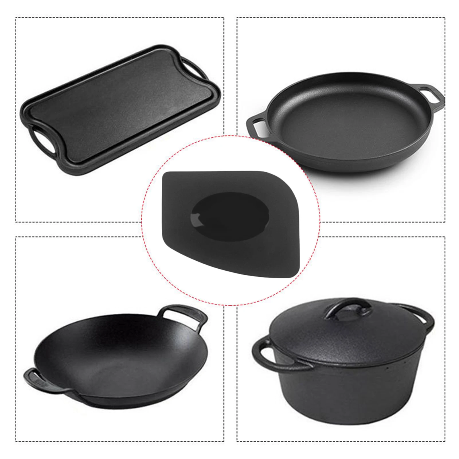 2pcs Grill Pan Scraper Set Lodge Cast Iron Grill Pans Lodge Dishwasher Safe Kitchen Cookware Sets Pan Cleaner Scraper