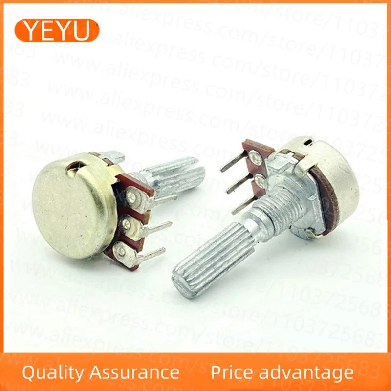 2PCS 16 Type B5K Internal Bent Foot 3-pin Single Power Amplifier Speaker Volume Adjustment Potentiometer 25mm Shaft Length