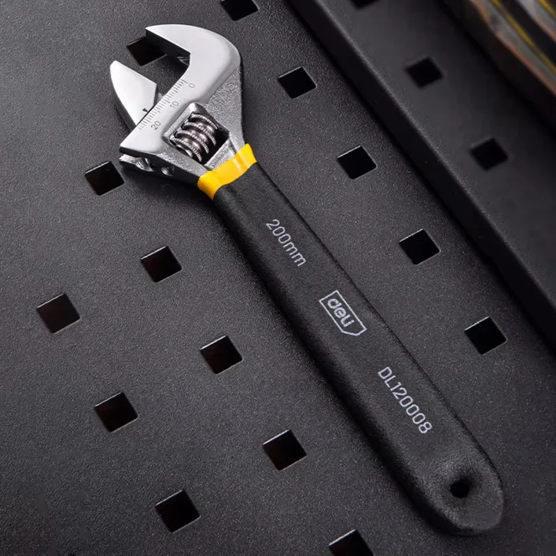 Deli Adjustable Wrench Car Bicycle Wrenchs Dip Plastic Carbon Steel Universal Spanner Mechanical Workshop Hand Repair Tools 4