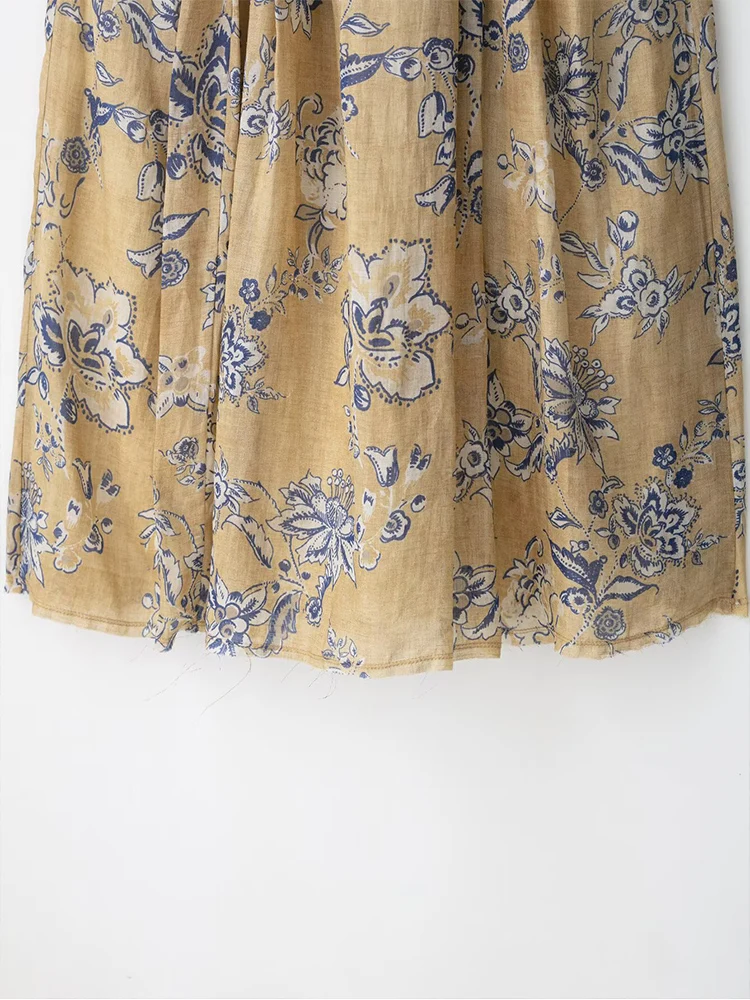 Chic Elegant Printed Long Skirts For Women Fashion 2025 New Floral Vintage Midi Skirt High Street Casual Holiday Skirts