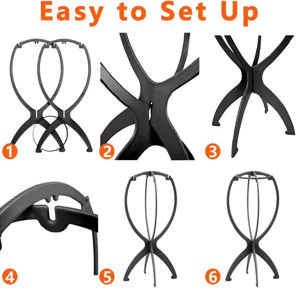 Wig Stand Portable Wig Holder Collapsible Wig Hanger Durable Hair Display Tool Travel Plastic Hat Mannequin Head Wholesale