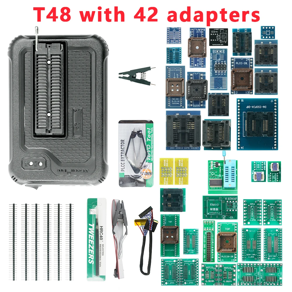XGecu T48 TL866-3G 프로그래머, EPROM, MCU, SPI, Nor, NAND 플래시, EMMC, IC 테스터용, 42 개 어댑터 지지대, 31000 개 이상의 IC