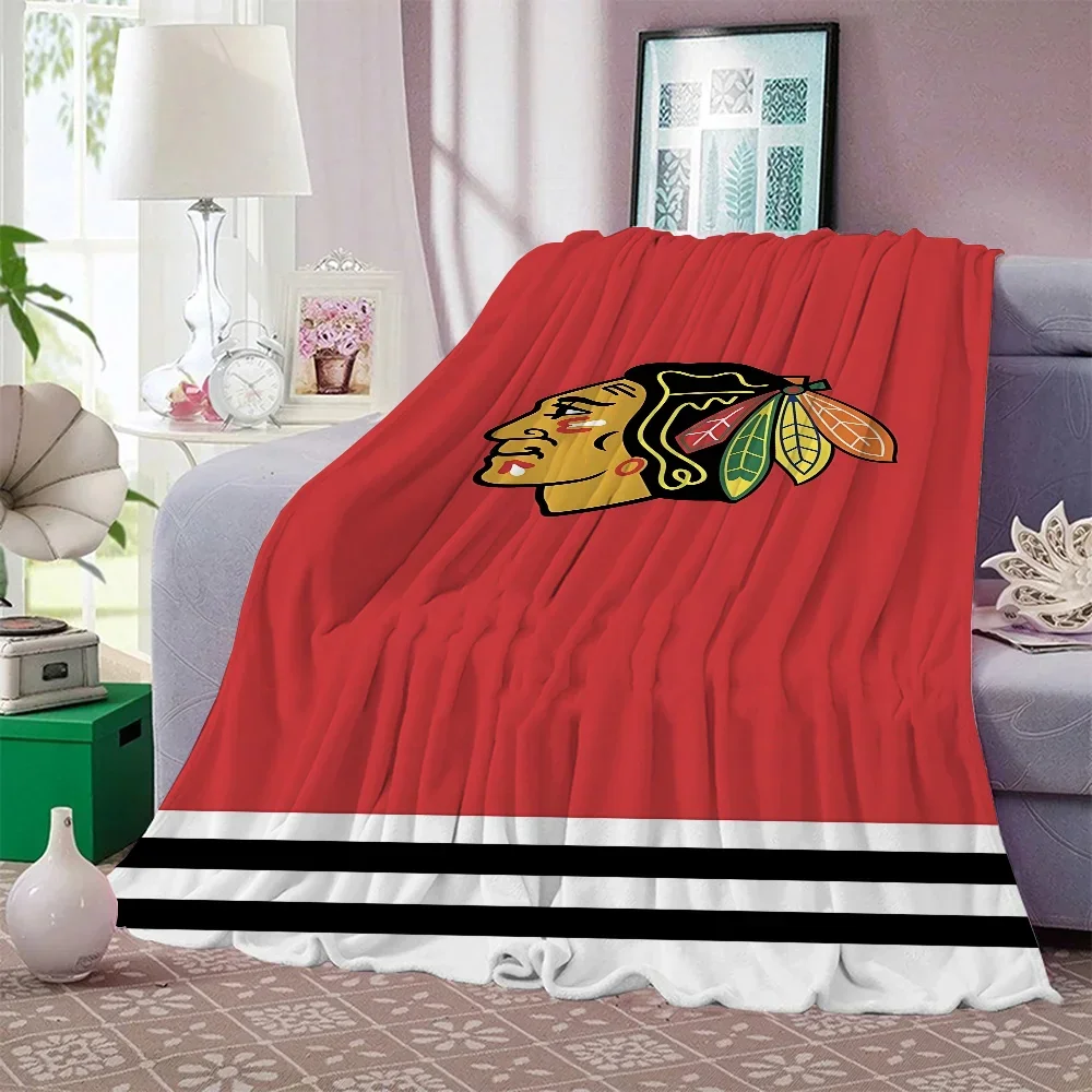C-Chicagos Blackhawks Character Blanket for Sofa Decoration Thick Blankets for Winter Bed Blanket 150cm X 200cm Beach Towel Knee 3