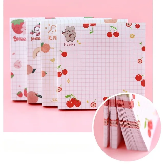 100sheets Kids Cartoon Fruit Pattern Sticker Posted It Memo Grid Paper Notebook Message Sticky Notes Notepad Pads Posits Sticker 5