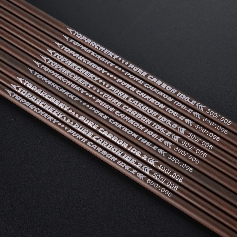 MILAEM 12pcs 30 Arbre de Flèches en Carbone ID 4.2mm 6.2mm 300 350 400 500 600 700 800 900 Spine Tube de Flèche Pur pour DIY Flèches de Chasse Arc Compounds Arc Recourbé