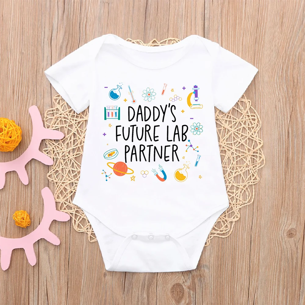

Daddy's Future Lab Partner Printed Baby Romper Funny Infant Short Sleeve Bodysuit Newborn Summer Clothes Boys Girls Jumpsuits