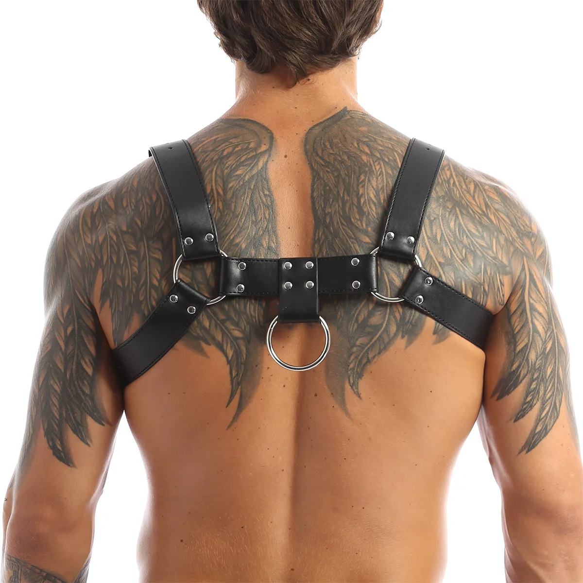 Leather Chest Harness Men Metal Rivets Adjustable Belt Punk Rave Erotic Fetish Clothing Accessorie