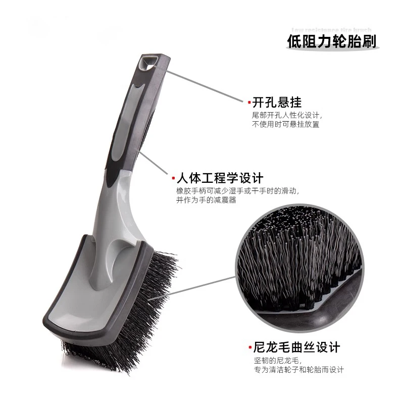 Car tire brush Stiff brush Low resistance tire brush Black stiff brush (For Cars, Trucks, SUVs, RVs, Home, Workspace) 2