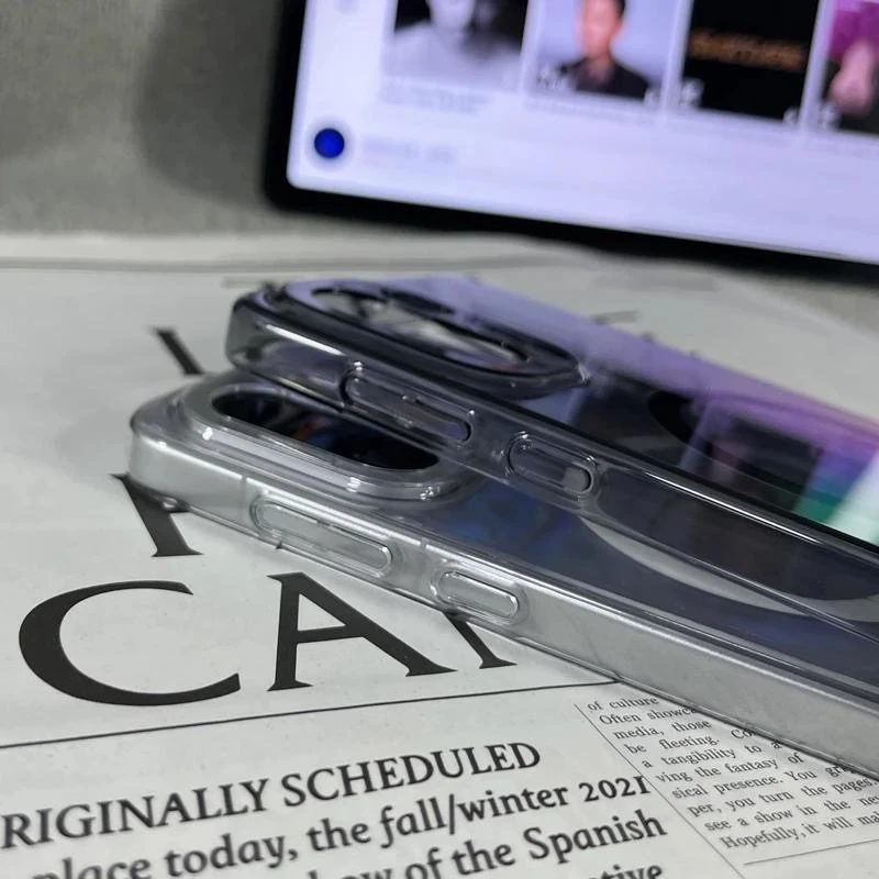 Magnetic Transparent Hard Phone Case with Slim Shell Bumper