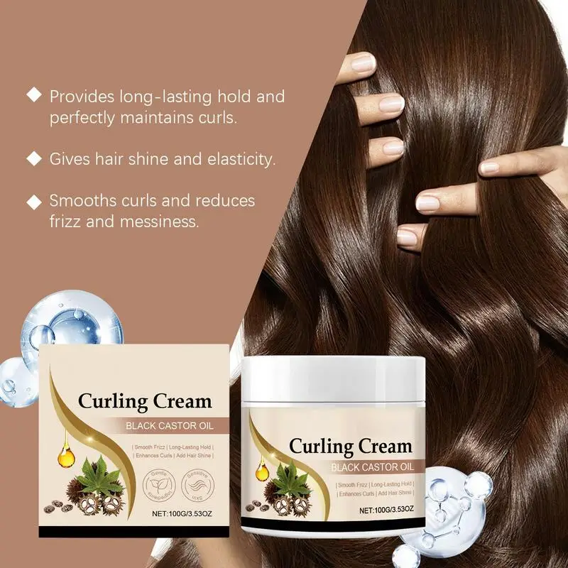 Oil Curl Cream 100g Non-Greasy Moisturizing Hair Cream Long Lasting Smoothing Anti-Frizz Lotion Defines & Enhances Curls & Waves