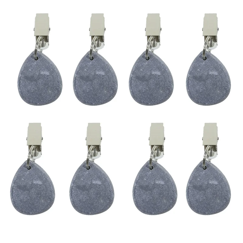 8/16PCS Drop shape marble table cloth weights with table cloth clip camping reusable compact delicate outdoor tablecloths