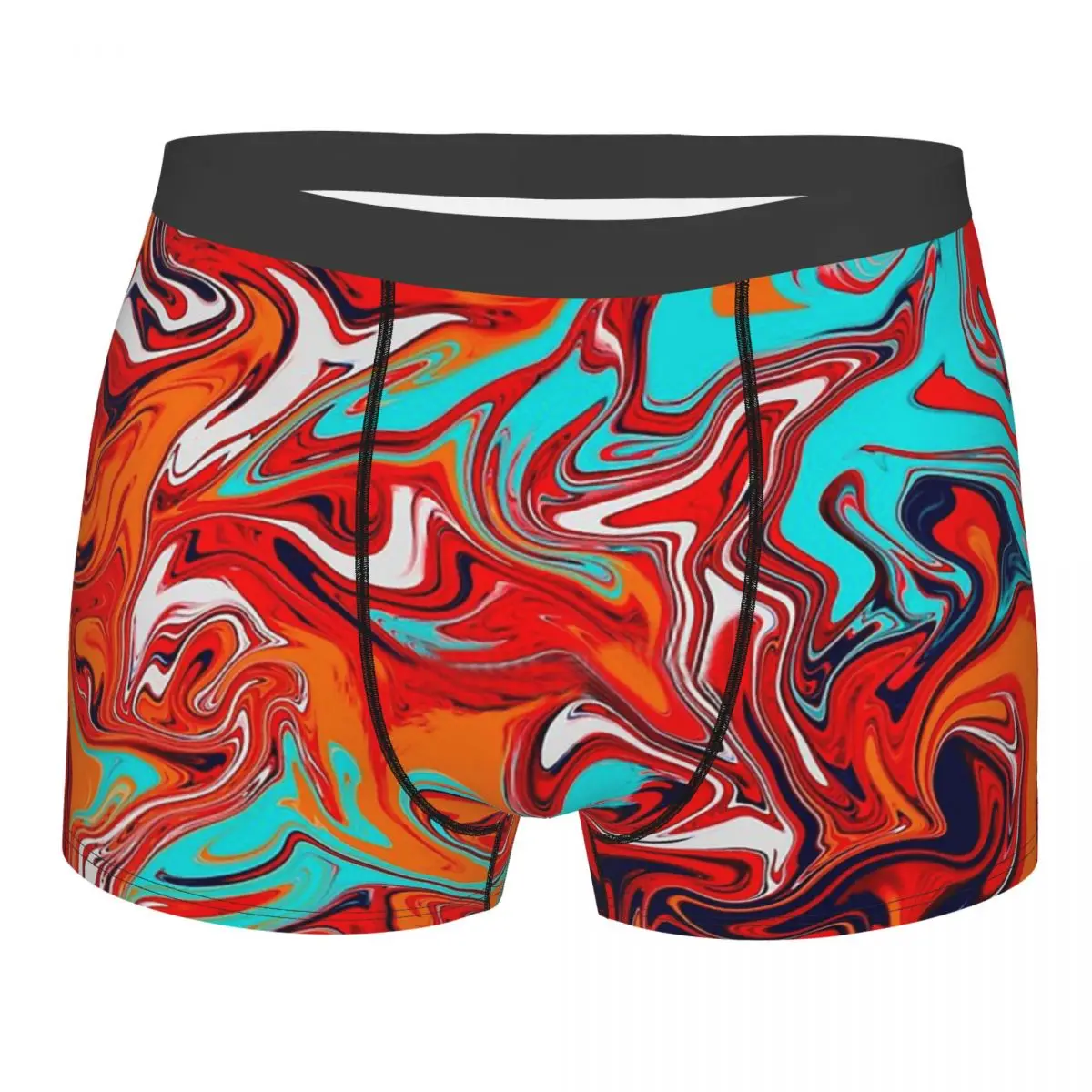 

Colorful Orange Cyan Red Abstract Swirl Marbling Marbled Marble Pattern Underpants Panties Male Underwear Shorts Boxer Briefs