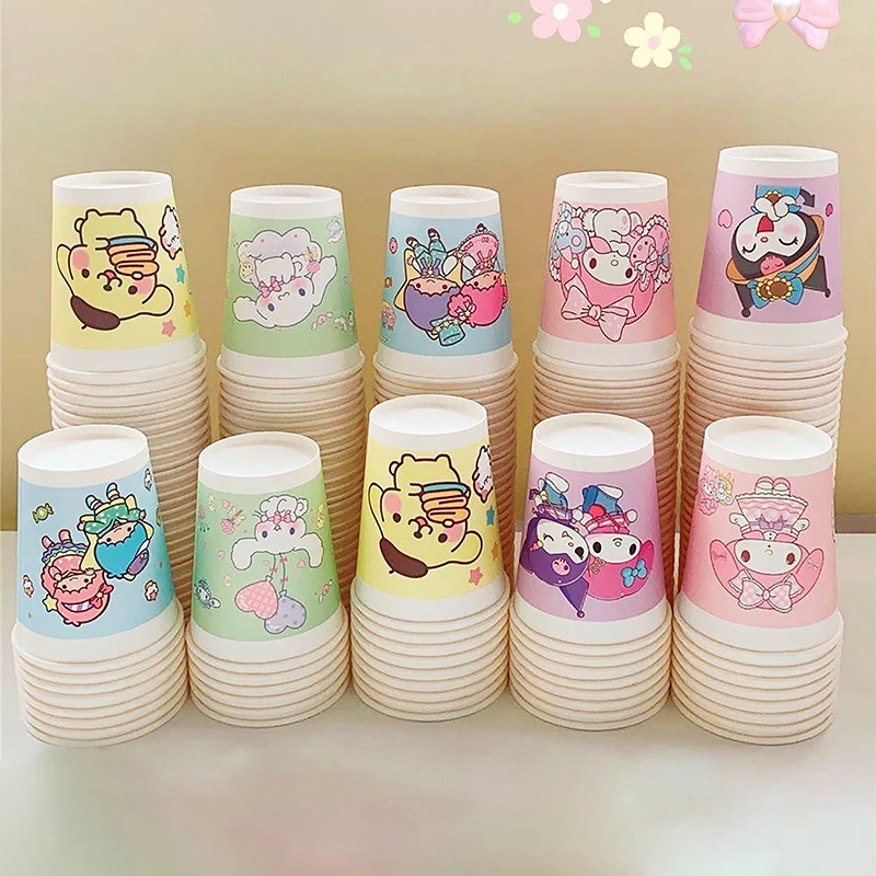 

50Pcs Pink Paper Cup Anime Good Looking Kawaii Disposable Cup Reunion Picnic Camping Necessary