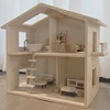 New Arrival 2 Floors Baby Pretend Role Play Big Wooden Kids Doll House For Girls 3+ 4