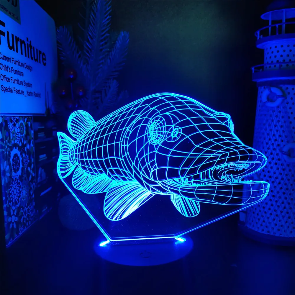 

Northern Pike Fishing 3D LED Night Light USB Powered Children Atmosphere Table Lamp Kid Gift Anime Room Decor Kids Room WT