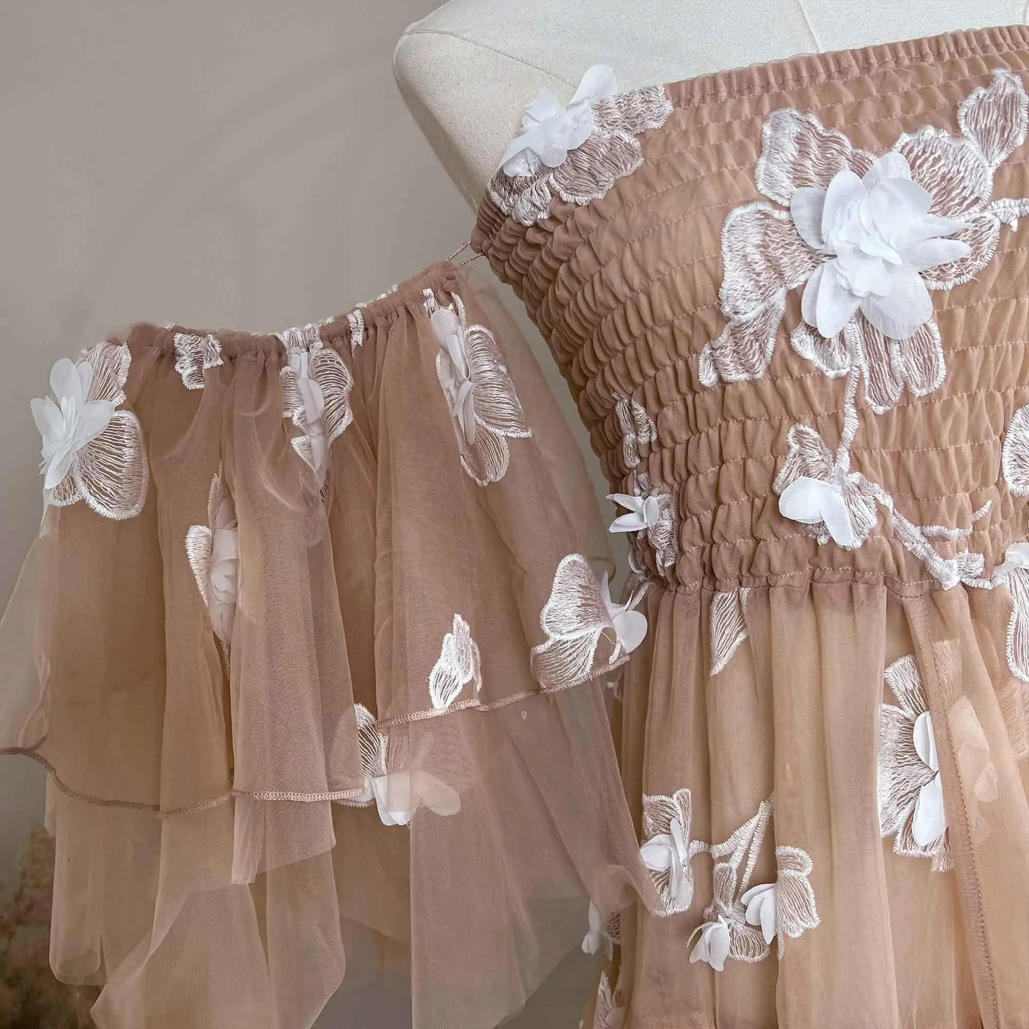 فستان دون آند جودي مطرز بالزهور للنساء، فستان شبكي...