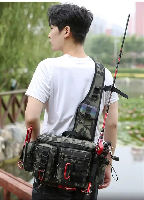 Fishing Rod Bag Fishing Backpack Tackle Bag Lightweight Sling Rod