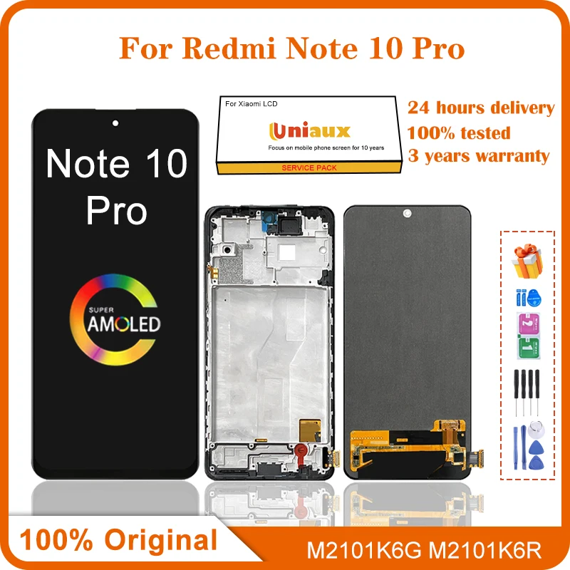 Pantalla táctil Original Xiaomi Redmi Note 10 Pro, pantalla LCD de 6,67 pulgadas para Redmi Note 10pro M2101K6G, reemplazo con marco