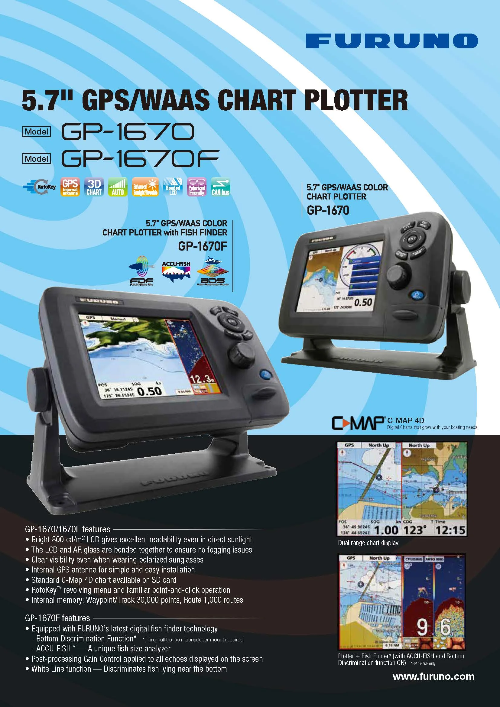 5.7'' GP-1670 GP-1670F Fish Finder GPS WAAS Navigator Chart Plotter Marine Electronics Maritime Navigation Communication