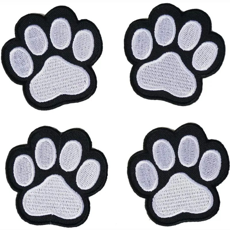 4PCS Pfote Drucken Applique Gesticktes Eisen auf Patch Hund Welpen Nette  Rucksack Camping Wandern Abenteuer Jean Jacke Zeichen Symbol decor