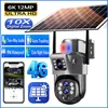 Solar Camera Outdoor 4G SIM Card 12MP 6K Three Lens 10X Zoom Security Surveillance Cameras Auto Tracking IP PTZ Solar CCTV V380 1