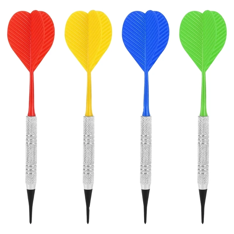Safe 12Pieces 14g Darts Set Soft Tip Barrels Iron Nickel Plated Shaft Plastic Flight With 100 Tips_desvips.com