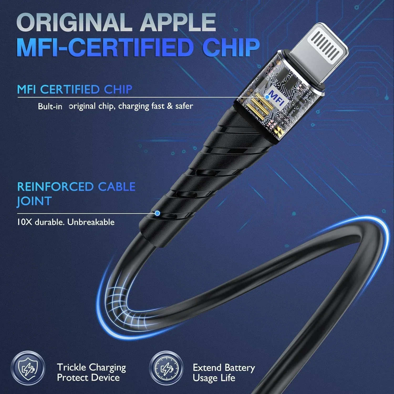 OIITH 2.4A 고속 충전 USB 케이블 (아이폰 14, 11, 12, 13 Pro, X, XS Max, 6, 7, 8 Plus, SE, 아이패드용) 휴대폰 충전기 데이터 케이블