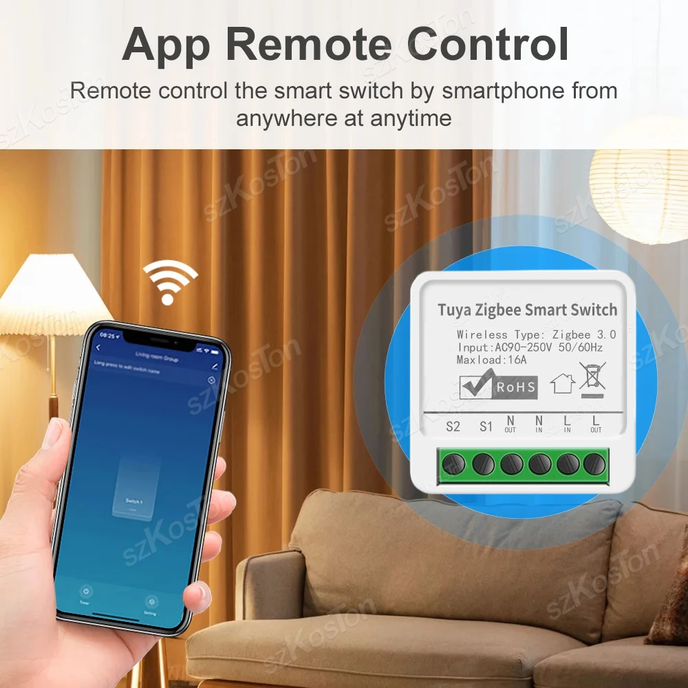 Tuya Zigbee Smart DIY Switch Module Relay 16A Support Two Way Control Smart Life Timing Control Work With Alexa Google Home