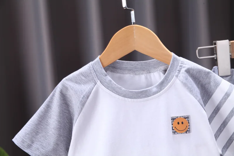 small baby clothing set	 Boys Summer Clothing 2022 Korean Casual Short Sleeved T-shirts Tops and Pants Two Piece Girl Outfit Set Kids Bebes Tracksuits Baby Clothing Set medium