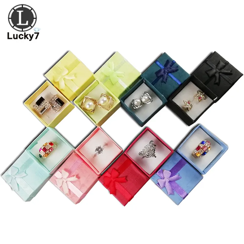 Wholesale 48pcs/lot Fashion Jewelry Box, Multi colors Rings Box, Jewelry Gift Packaging Earrings Holder Case 4*4*3CM