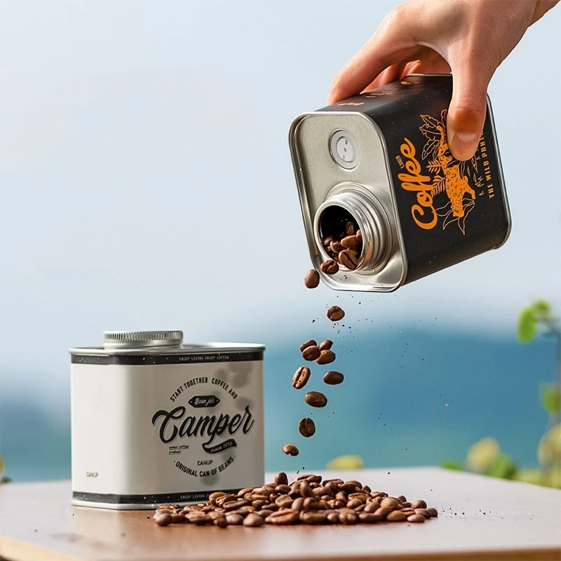 

Outdoor Coffee Bean Airtight Cans Camping Tin Box Food-grade Packaging Storage Fresh Breathing Iron Cans