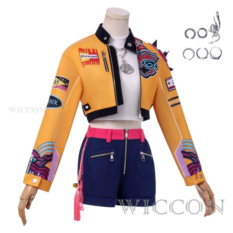 Kpop huntrix rumi cosplay traje peruca mira zoey palco uniforme