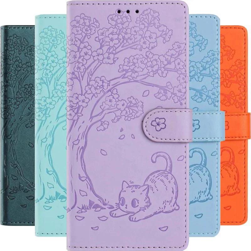 Charming Cat Under Tree Wallet Phone Case