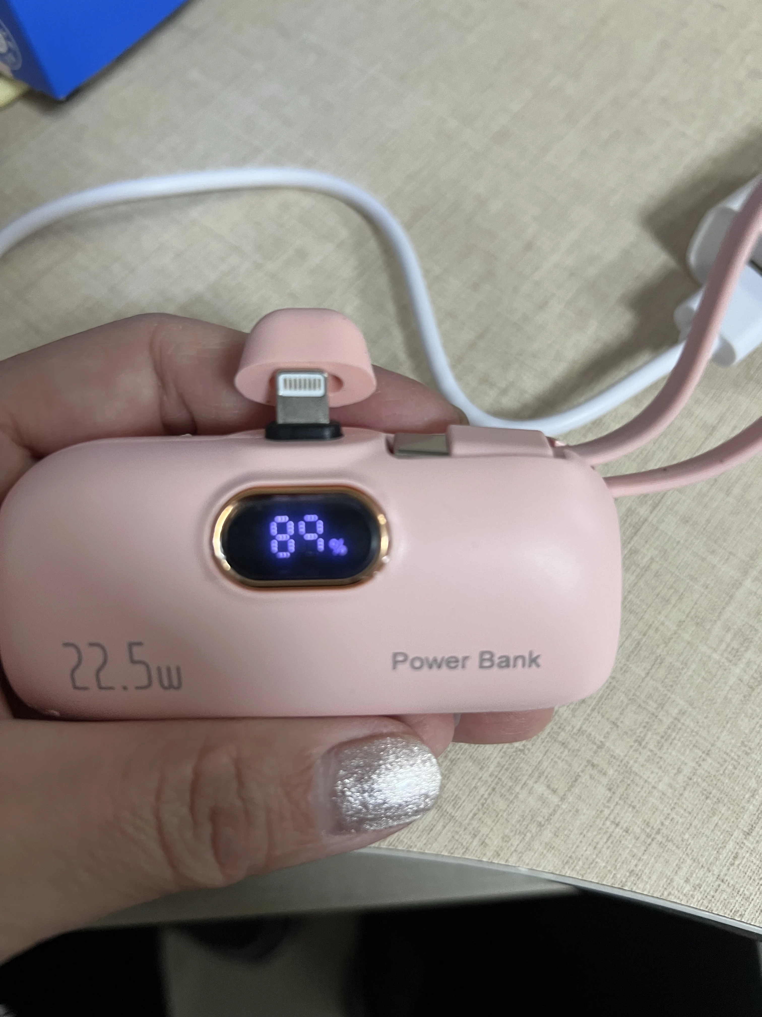 3000mAh Mini Capsule Power Bank with Lightning & Type C Plugs
