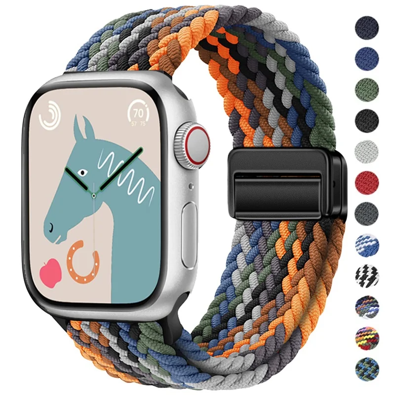 Braided Strap For Apple Watch Band 44mm 40 45 49 41mm 38 buckle Bracelet iWatch Series se Ultra 3 Magnetic Band