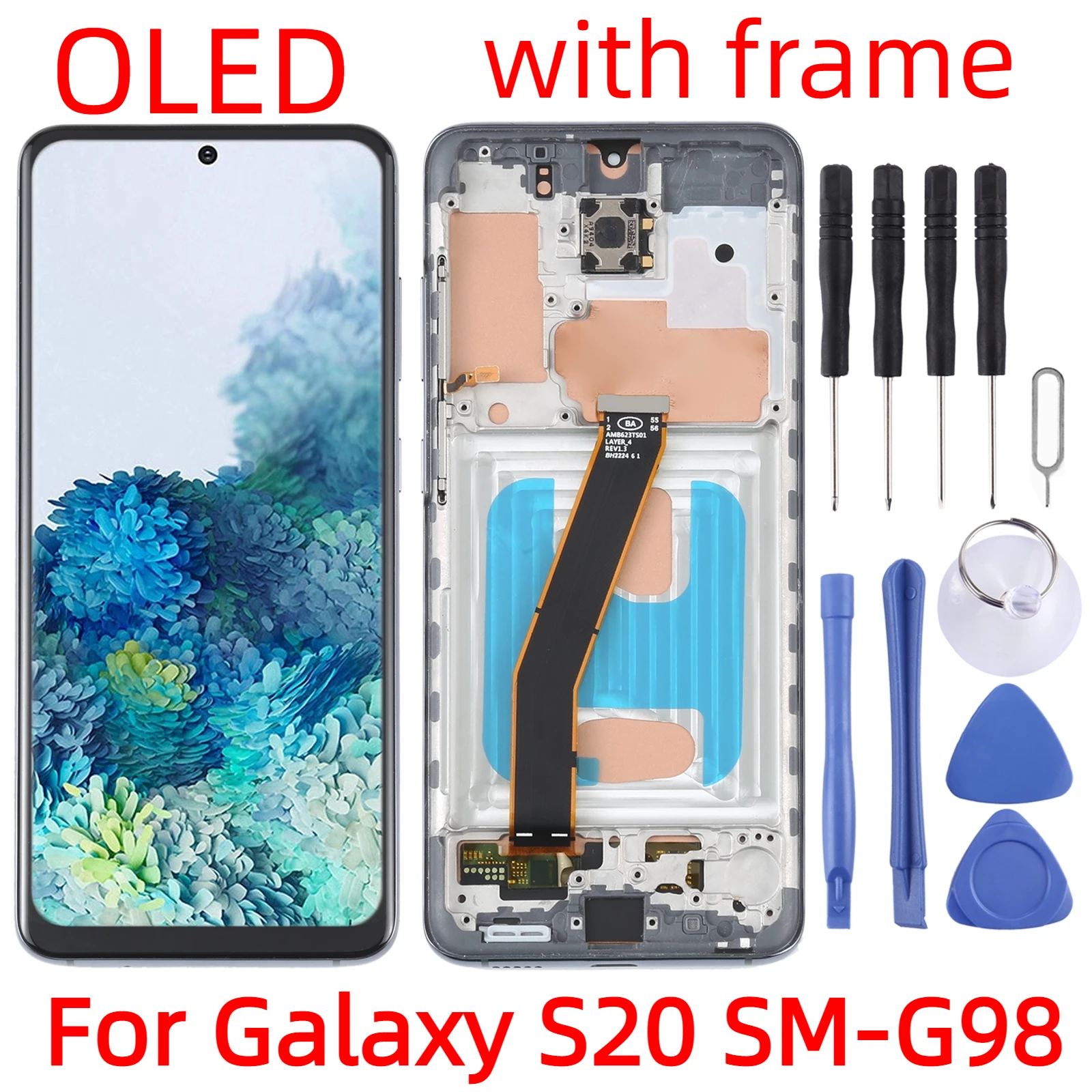 

OLED LCD Screen For Samsung Galaxy S20 SM-G980 Digitizer Full Assembly with Frame