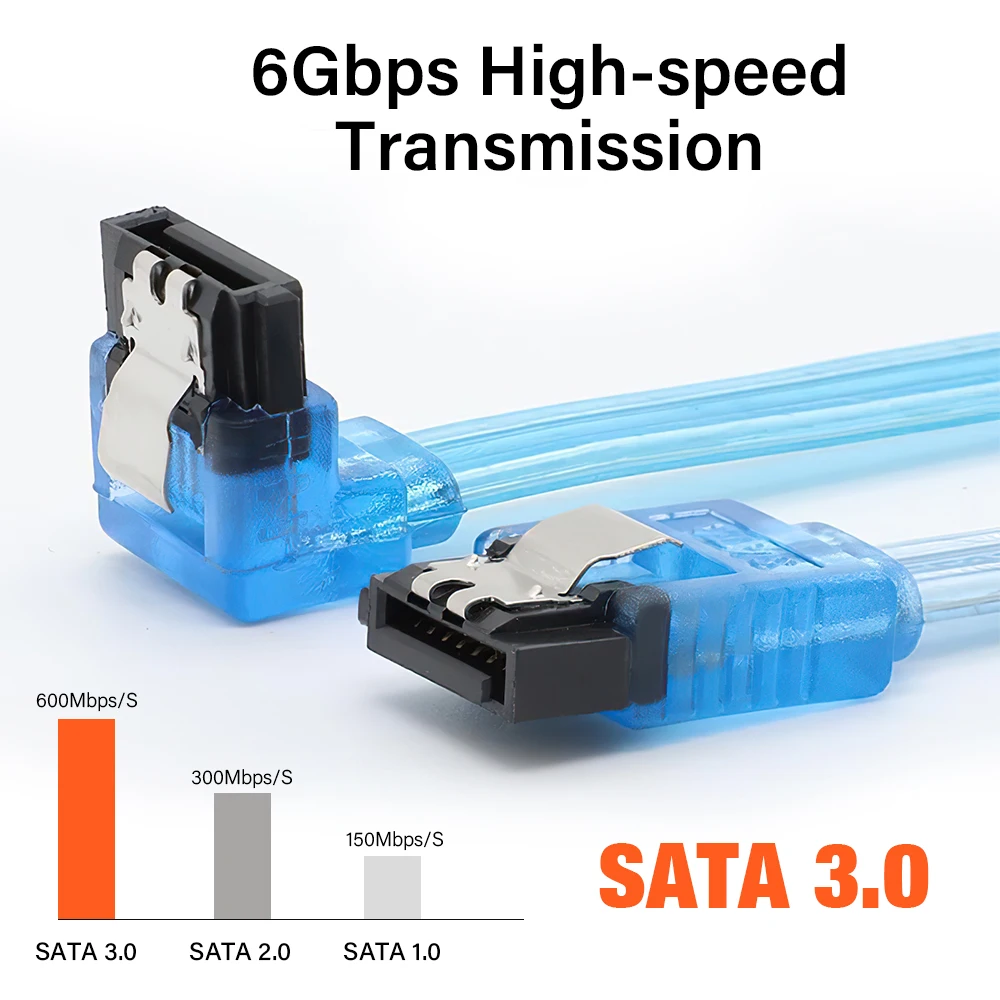 ? SATA 3.0 6Gbps 직선/엘보우 케이블 (서버, NAS, PC, SSD, 하드 드라이브, HDD, 백플레인, SAS 데이터 와이어) 4/6개 세트 7핀 시리얼 ATA