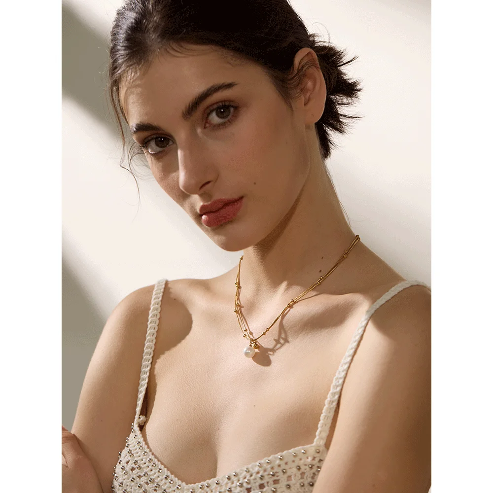 Yhpup Necklace with Imitation Pearls and Beads for Women