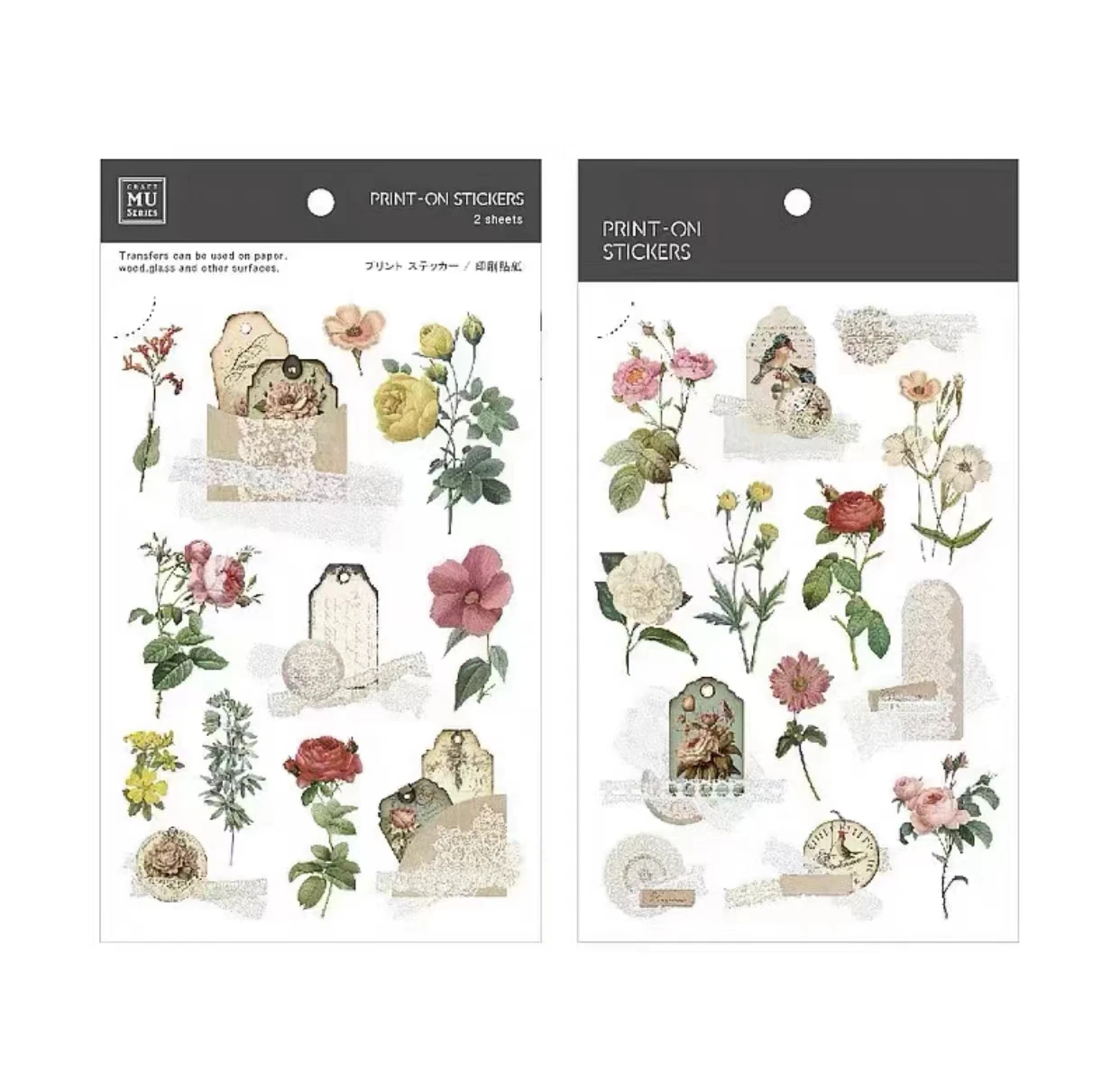 Vintage Forever Blooming Floral Letter Transfer Sticker for Card Making DIY Scrapbooking Plan Decorative Sticker Sheet