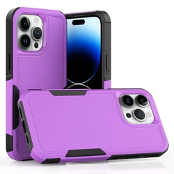 Durable Armor Shockproof TPU Bumper Phone Case with Hard Plastic Back Cover - iPhone 12 or 12 Pro (Purple)